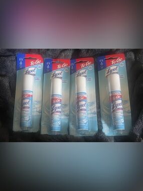 Lot of 4 Lysol Crisp Linen to Go Spray Vacation Travel Disinfectant
